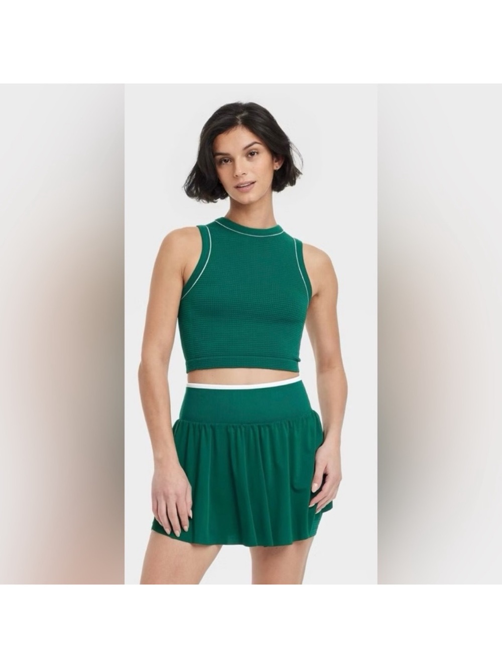 all in motion Green High-Neck Cropped Tank and matching Skort